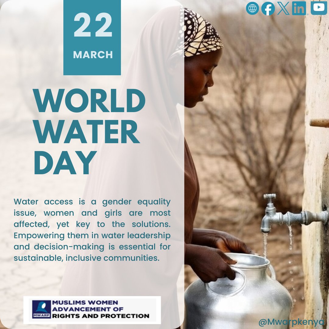 Mwarpkenya's tweet image. 💧 𝐖𝐚𝐭𝐞𝐫 𝐂𝐫𝐢𝐬𝐢𝐬, 𝐖𝐨𝐦𝐞𝐧’𝐬 𝐁𝐮𝐫𝐝𝐞𝐧: 𝐓𝐢𝐦𝐞 𝐭𝐨 𝐂𝐡𝐚𝐧𝐠𝐞 𝐭𝐡𝐞 𝐅𝐥𝐨𝐰!

As @Mwarpkenya marks the #WorldWaterDay, we draw attention to a critical but often overlooked reality, #water scarcity is deepening #gender inequality and silently limiting the