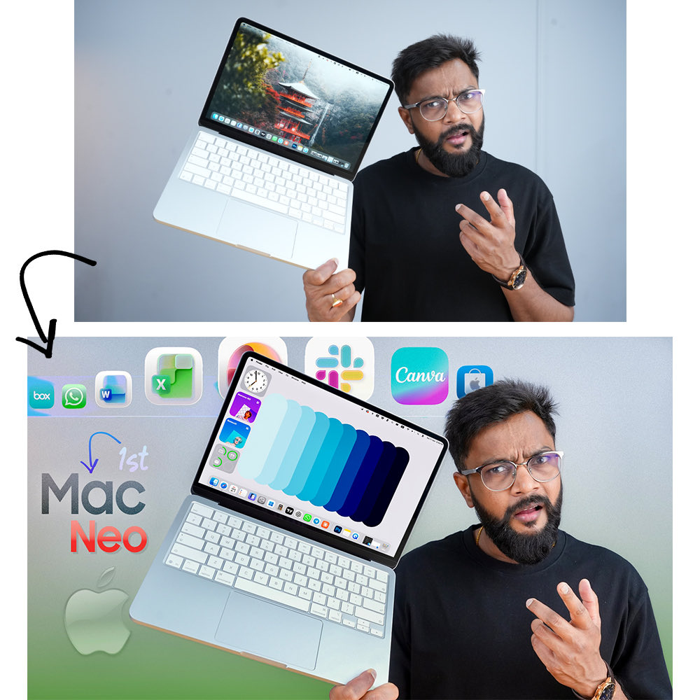 GyanTherapy's tweet photo. Before vs After !
I talked to some thumbnail designers who do good work.
But getting thumbnails made by them didn’t turn out to be the best option for my workflow.
Reason 👇
1. The cost is higher for me just because of my channel’s follower count, while the same people work for others at a lower price.
2.Even if I pay that cost, I still have to explain what exactly I want. Sometimes it can be explained in one go, but sometimes it takes multiple rounds depending on the results. Also my thumbnails first need to be relatable to my viewers. Suddenly changing the style too much can make it less relatable.

So I would still need to spend time explaining things. And since I upload videos regularly, I can create thumbnails myself. I also enjoy learning and doing it.

For example - I made this thumbnail myself in about 25 minutes.
Sometimes certain topics take more time and thinking, but not always.

I know that if a thumbnail is very good, it can increase clicks on the video.
But more important than the thumbnail is the video itself, because watch time depends on that. If the watch time is good, the algorithm will recommend the video more & that’s where the views grow.

That’s why sometimes a great thumbnail doesn’t work & sometimes even an average thumbnail works.

So it depends. The thumbnail, the content, and the viewers’ interest in the topic - all these things together decide the result of a video.

But yes a good thumbnail definitely helps attract viewers.
In the future maybe I might get this work done by someone else But for now, I enjoy doing it myself 🙂