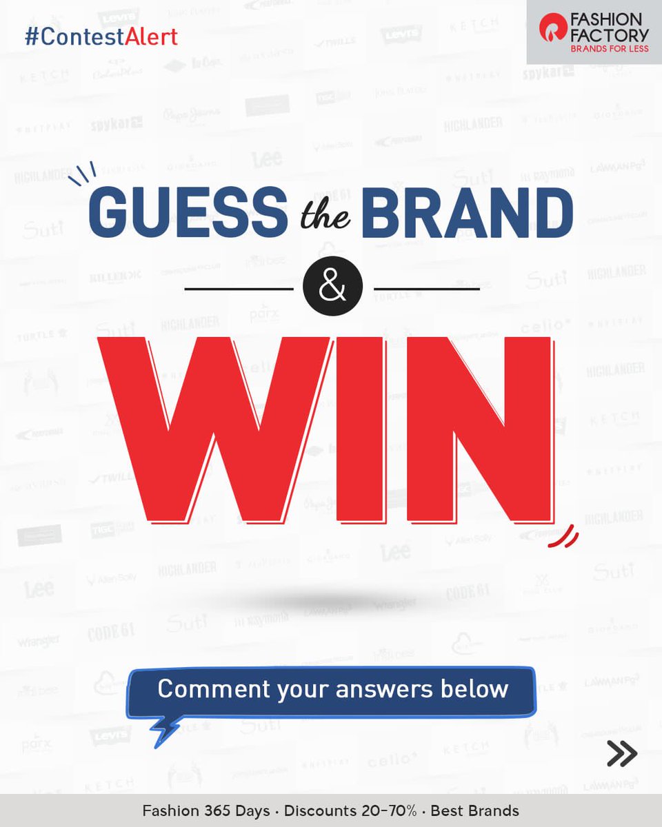 FashionF_IND's tweet photo. Decode the emojis. Unlock the brand. 👀
Feels easy?
Guess the brand & win big😌
1. Comment your answer ✍️
2. Follow us ➕
3. Tag 3 friends 👯♀️
Fashion 365 Days | 20 - 70% Discount | Best Brands
#FashionFactory #ContestAlert #Contest #contestPost #TagWin #GuessTheBrand https://t.co/Ny6tJx8JJT