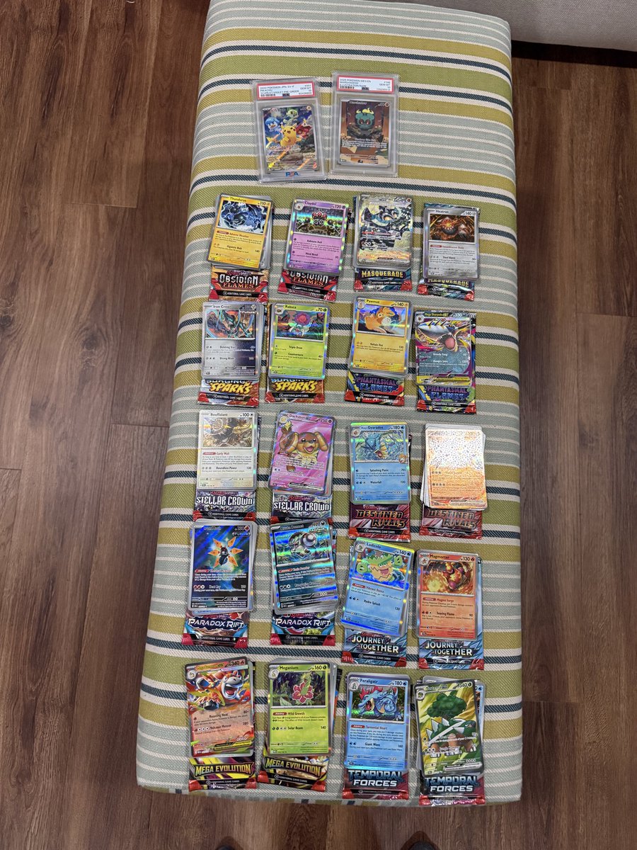 Joust222's tweet photo. @DannypTCG This was our haul from 2 Mystery boxes from @DannypTCG nothing to write home about. Both had the exact same packs. 

This is our 4th &amp; 5th Mystery Boxes with Danny, it’s a gamble but sadly hasn’t panned out and will be our last ones. Back to singles.

Hope all have better luck! https://t.co/6EhdZK64K5