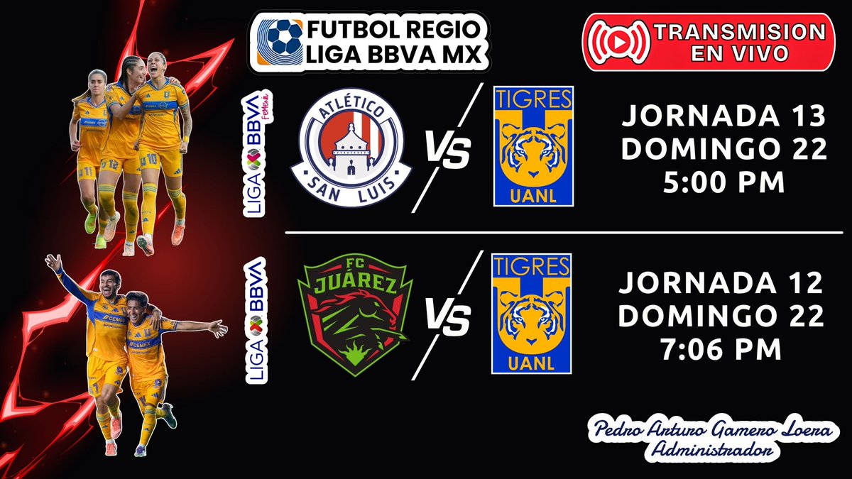 #COMPARTE .
⚽️DOBLE CARTELERA TIGRE⚽️
📡 TRANSMISION EN VIVO 📡
---------------------------------
👉SSH101 FUTBOL REGIO
* tr.ee/3mAmCQ
👉SSH101 RED SPORTS
* tr.ee/G7yaDb
👉RUMBLE 
* tr.ee/jrKekU
👉WEB SITE ACTION SPORTS
* tr.ee/gR8FTm