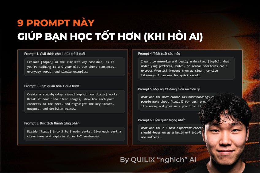 quilix's tweet photo. 9 prompt này giúp bạn học hiệu quả với AI

Nếu bạn muốn học HIỆU QUẢ HƠN, câu trả lời đúng ý hơn.

Không kỹ thuật. Một lần, dùng mãi mãi (Kèm ví dụ minh họa) 💡

→ BƯỚC 1: Truy cập Claude Chat
→ BƯỚC 2: Tạo "New Chat" (Đặt tên gì cũng được)
→ BƯỚC 3: Copy1 trong 9 prompt ở đây https://t.co/BXSJWHjk5R
→ BƯỚC 4: Dán vào New Chat vừa tạo

Giờ đây, bạn đã có thể học mọi thứ với Claude AI

Chỉ cần gửi Prompt yêu cầu vào Chat đó & AI của bạn sẽ hiểu rõ ngữ cảnh, thông minh hơn và cung cấp kiến thức đầy đủ hơn!
