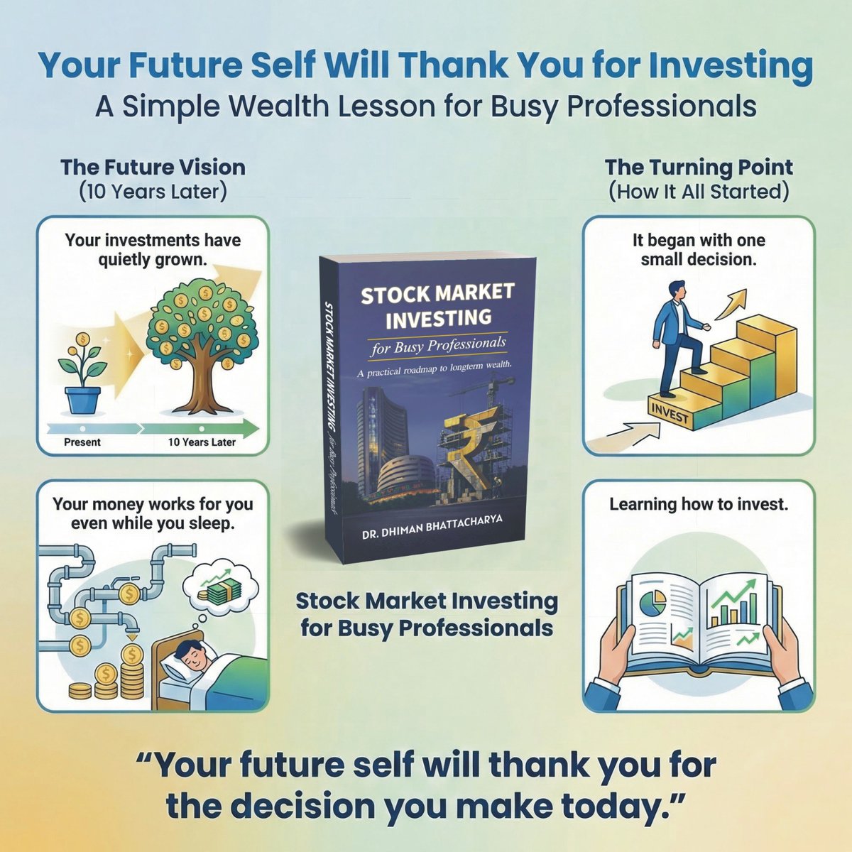 BuzzingstockH's tweet image. Your future self will thank you for investing 📈

One small decision today, can grow into financial freedom tomorrow. 💰

Start Now ❗️

📘 Stock Market Investing for Busy Professionals

amzn.to/4rrd4OB

#StockMarket #Investing #WealthBuilding #FinancialFreedom
