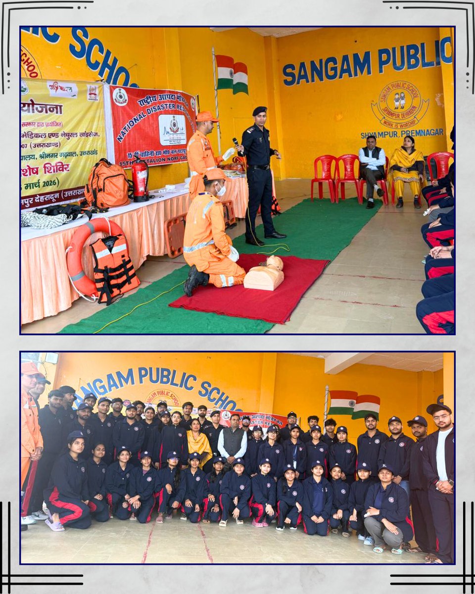 DolphinInstitut's tweet image. Day 2 of NSS Special Camp at Dolphin Institute! 🌟 Volunteers rocked the morning with a vibrant procession, yoga, and a powerful session on disaster management by NDRF! Quiz and Antakshari followed, boosting team spirit! #NSSCamp #DolphinInstitute #SocialService