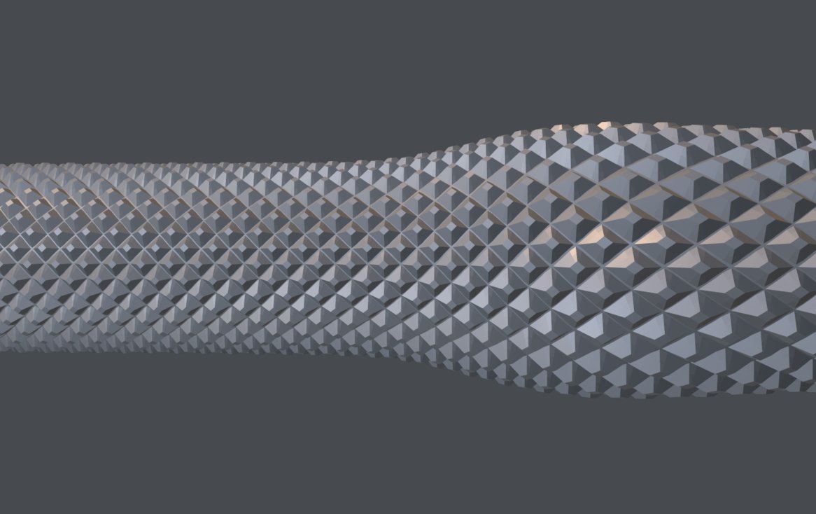 It's an intersect boolean between a knurled geometry node setup with an ...