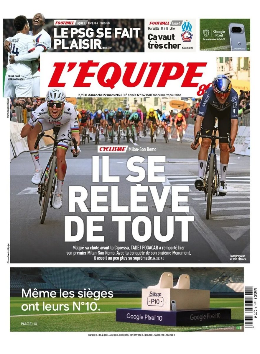 L'Equipe 💙
#MilanoSanremo