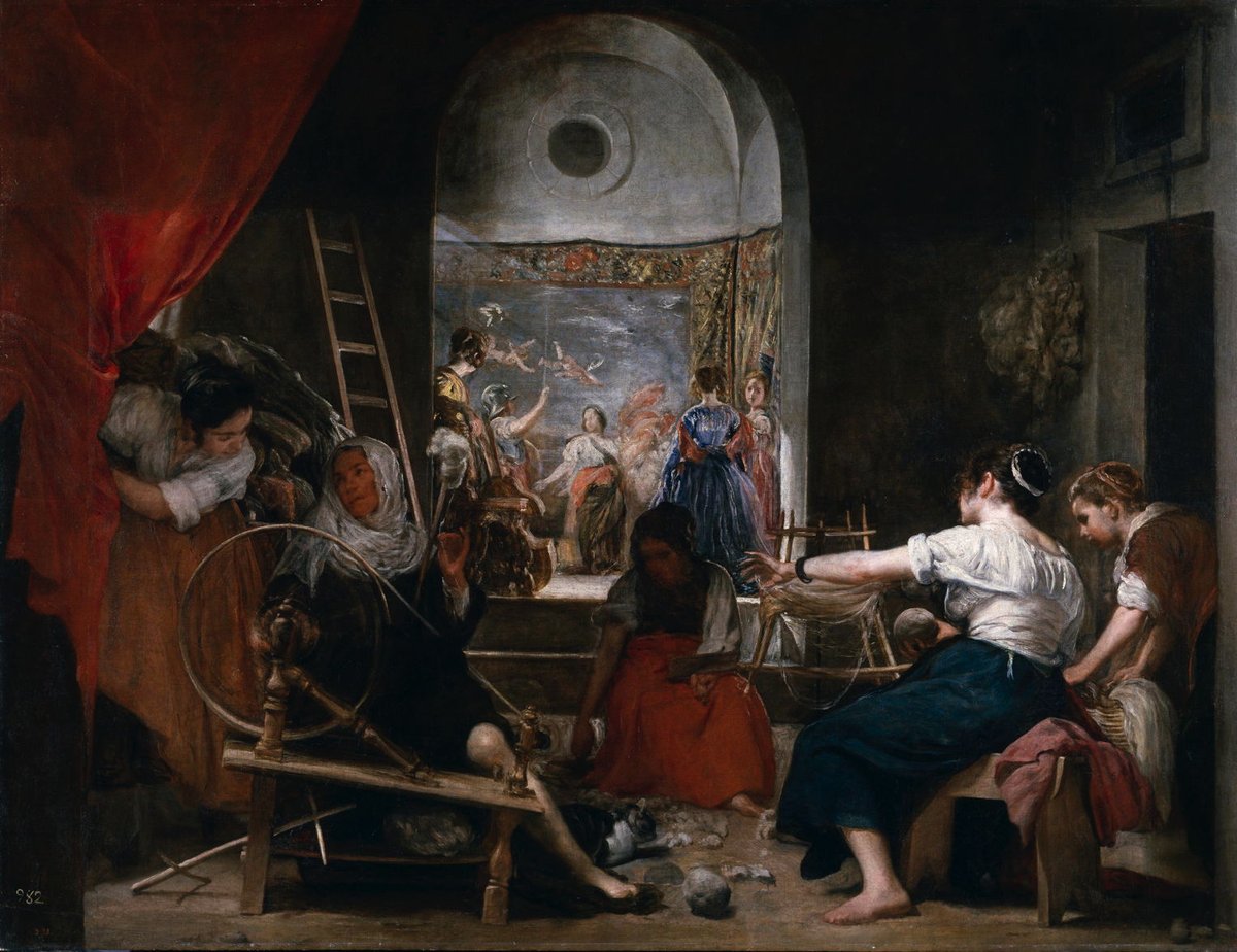 pantomathwar's tweet image. Diego Velázquez (1599–1660), The Spinners (Las Hilanderas, The Fable of Arachne) (c 1657)