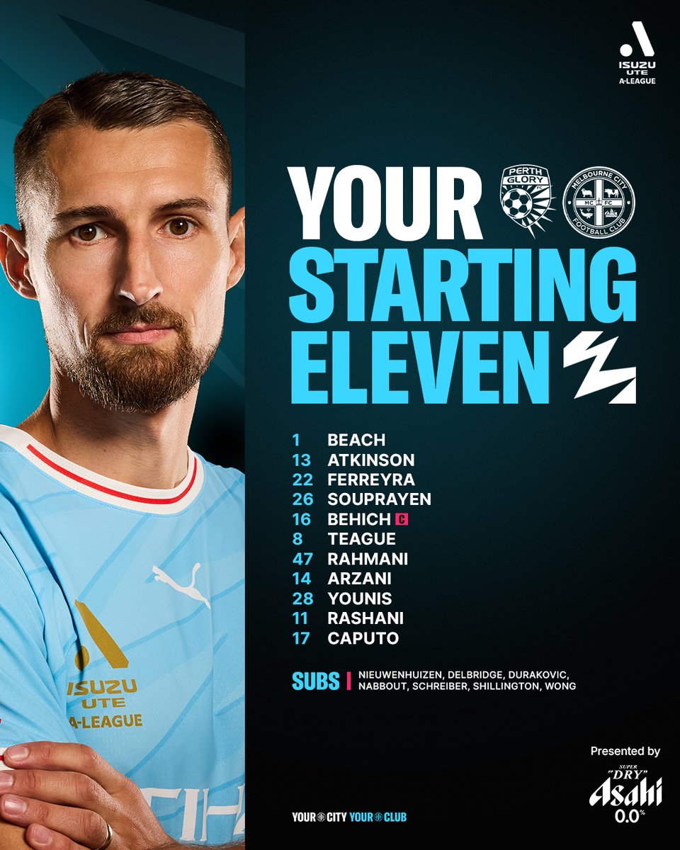 MelbourneCity's tweet photo. ALM Team News is in! 📩

🔄 One change to the XI, with Andreas Kuen suspended due to yellow card accumulation.
🇽🇰 Elbasan Rashani comes into the lineup for his first start of 2026.
👊 Andrew Nabbout is set to return via the bench. https://t.co/yEM2YydnfQ