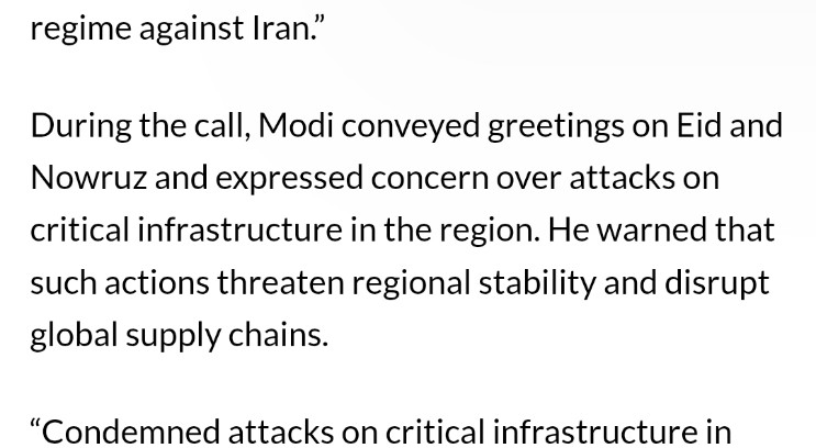Dev_Fadnavis_Fn's tweet photo. Modi wishes Iran 'Eid Mubarak' &amp; 'Nowruz' while Indian-backed guests—sailors fresh from joint naval drills—get torpedoed in the Indian Ocean with blood on India's hands. Hypocrisy at its peak: greetings with one hand, backstabbing with the other! #Iran #ModiHypocrisy https://t.co/JBEl9ut6tr