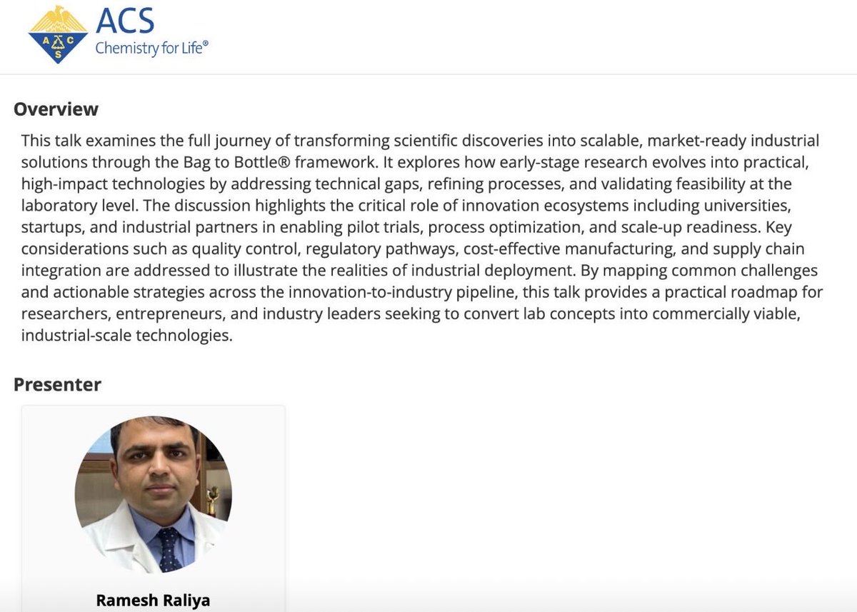 rameshraliya's tweet photo. Two questions -

1. What is the rate of agrochemical innovation translation and adoption from lab to land, how much time it takes?

2. Why is this topic important to me and you?

If you are curious, I look forward to connect with you at @AmerChemSociety #ACSSpring2026 #Fertilizer https://t.co/gZdFwc15iw