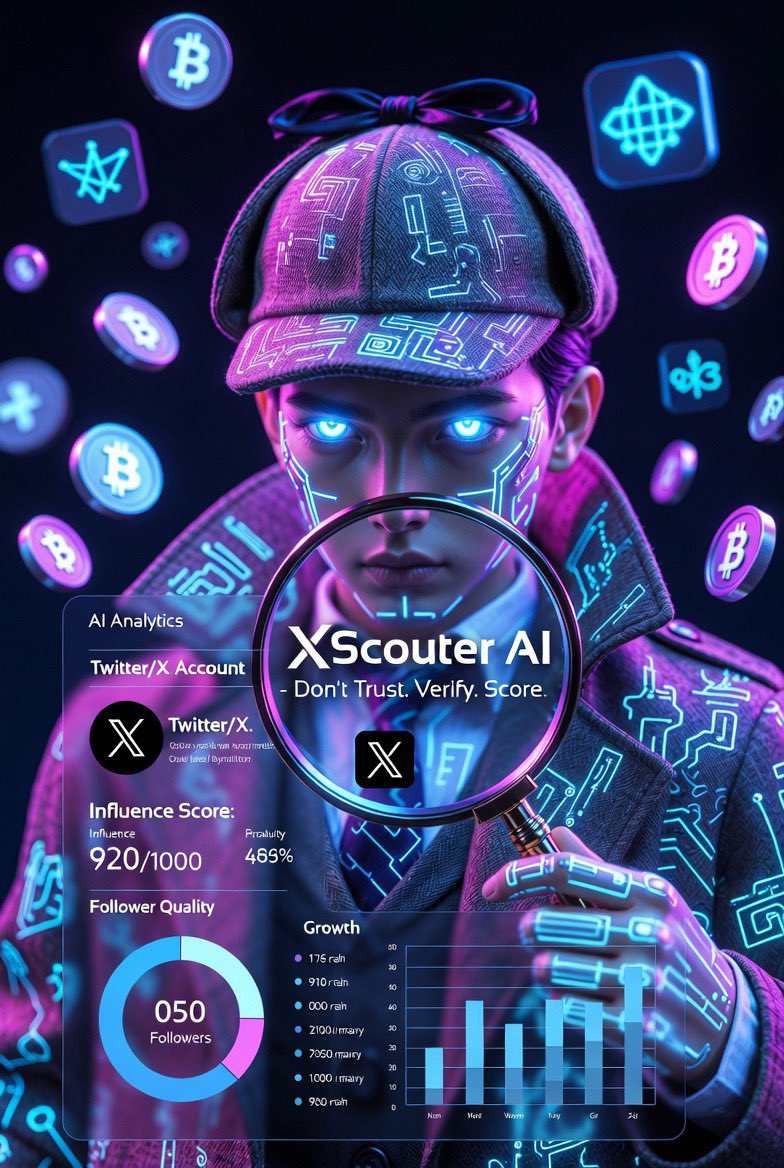 In Web3, finding real KOLs is brutal. Fake followers, bought engagement, zero transparency…
Enter <a href="/xscouter_ai/">XScouter AI</a> — “Don’t Trust. Verify. Score.”
The AI-powered X account influence visualizer built specifically for Crypto, Web3 &amp; AI projects.