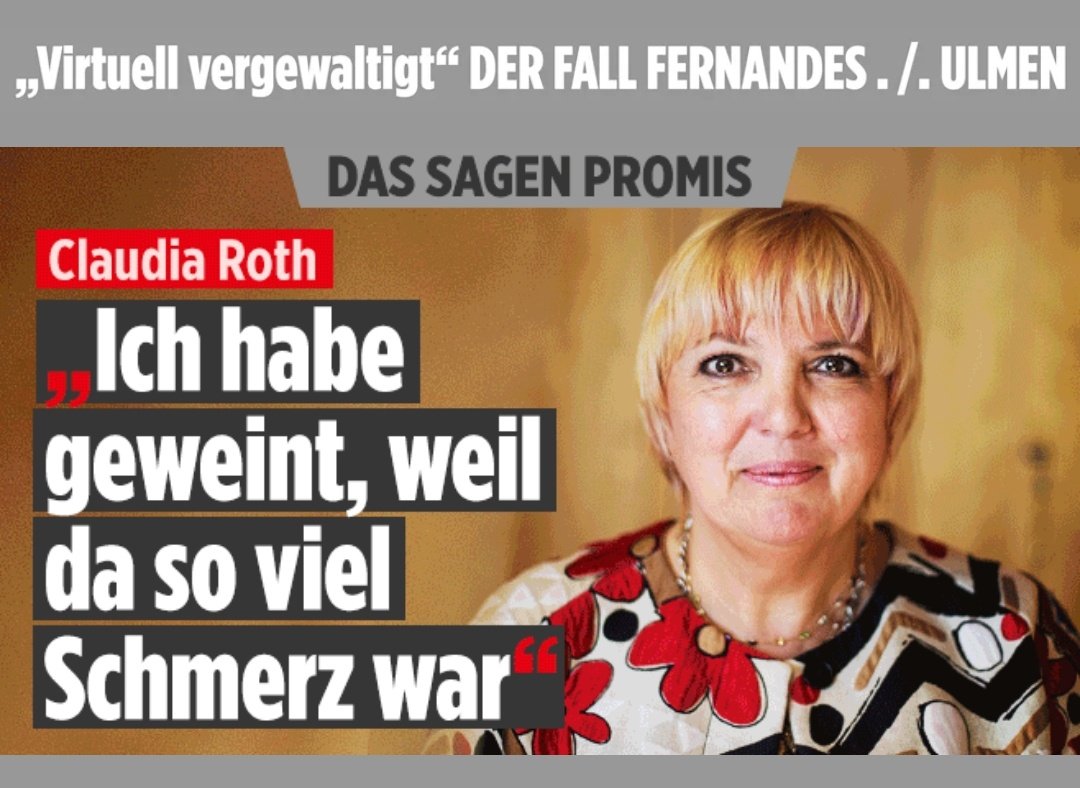 PaspaPetra's tweet photo. Jetzt drifftet die Bildzeitung völlig ab.

Claudia Roth weint wegen virtueller Vergewaltigung.

Weint sie auch bei analoger Vergewaltigung? https://t.co/hgBcMYUVOe