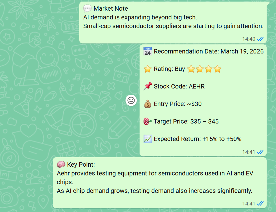 📊 Today’s recommendation: Aehr Test Systems ( $AEHR) 🚀

Target price: $35 – $45