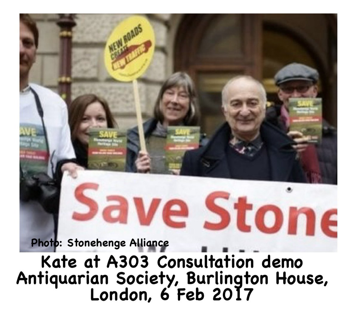 SaveStonehenge's tweet photo. @holland_tom Memories of your ‘recruitment’ and other snaps of Kate Fielden in action, saving the Stonehenge landscape.  And she did!  But she is not here to celebrate. https://t.co/xAqzIfW0HF