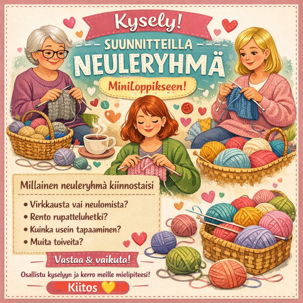 MLoppis88786's tweet photo. Pian aukeaa samassa tilassa Roy's Cafe  ja mekin aloittelemme erilaisia ryhmätoimintoja. First potkaistaan käyntiin neuleryhmä, jossa yhdessä neulotaan ja höpötellään 🧶

1. Virkkausta vai neulomista vai molempia? 
2.kuinka usein tapaaminen? 
3 Muita toiveita? @Marjaliisamanka https://t.co/OtbL1zAisn