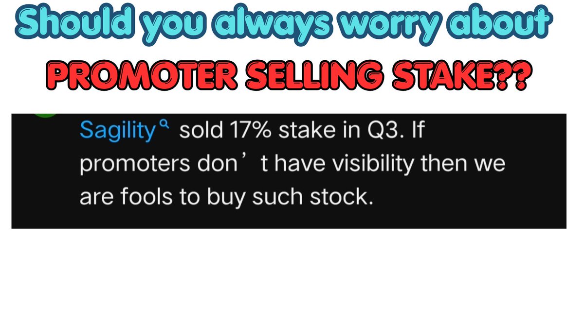 Vaipul's tweet photo. Promoter sold the stake 🚨

Like really -
Should you always bother about promoter selling stakes?

No! 

First → understand what the nature of the promoter is:
- Family 
- Institutional (Private Equity)

If institutional then there will always be supply overhang

cont'd 👇 https://t.co/3AlJgpYy7c