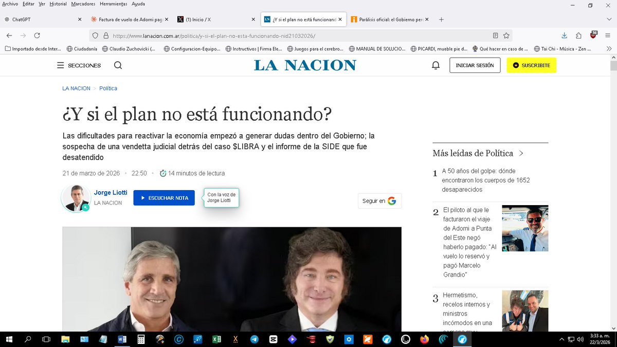 Liotti enterró la noticia del año en el penúltimo párrafo

Por Gustavo Arabia

Jorge Liotti publicó el 21 de marzo en LA NACION una nota de 14 minutos de lectura con un título pregunta: "¿Y si el plan no está funcionando?"

En el penúltimo párrafo, casi al final, casi de pasada,