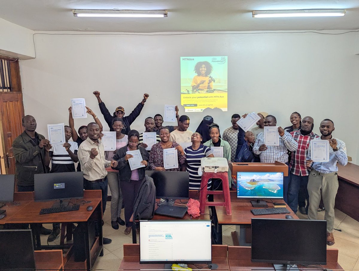 RonaldMwanje2's tweet photo. What a joyful moment 🎉
Celebrating participants who completed the 3-week ICDL training at Ndejje University with @mtnug ACE &amp; Engage Consult Limited
We closed with AI 🤖—from basics to tools. In Uganda, only ~6.8% use GenAI, but mindsets are changing 📈
From fear → confidence https://t.co/LJjE629OWa