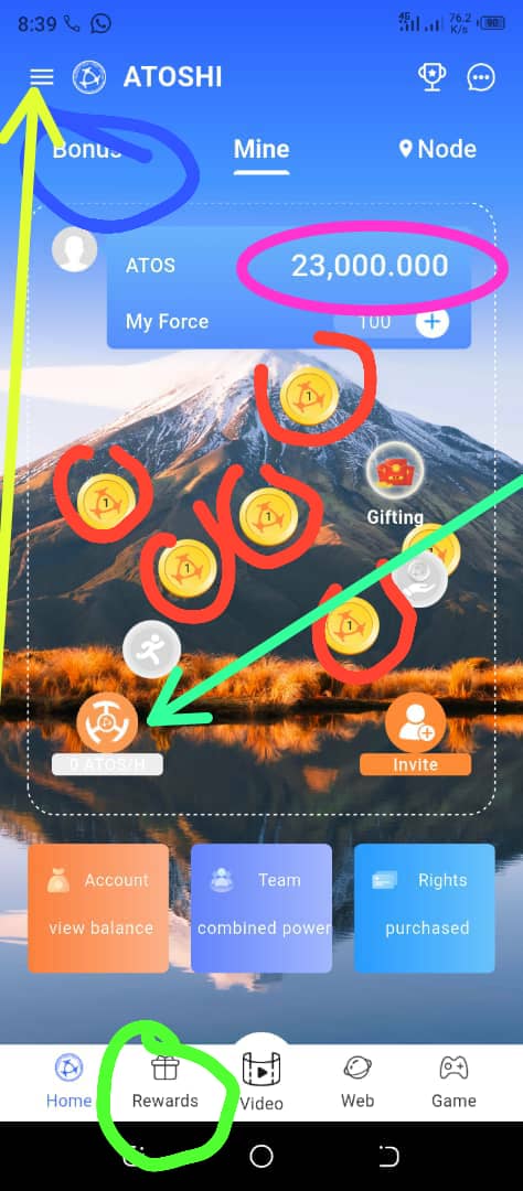 lincolnwisee's tweet photo. 🔥💥ATOSHI, WHAT TO DO✅✅✅.

REGISTER here 👉 https://t.co/QmFbw1wDmL

1. Mine where the green arrow is pointing

2  claim clicking all where it is circled with RED

3.  Collect usdt bonus circled blue

4. Do kyc from menu

For more join our whatsap 👉  https://t.co/oTaxOPNjua https://t.co/Y8c2kf5fPh