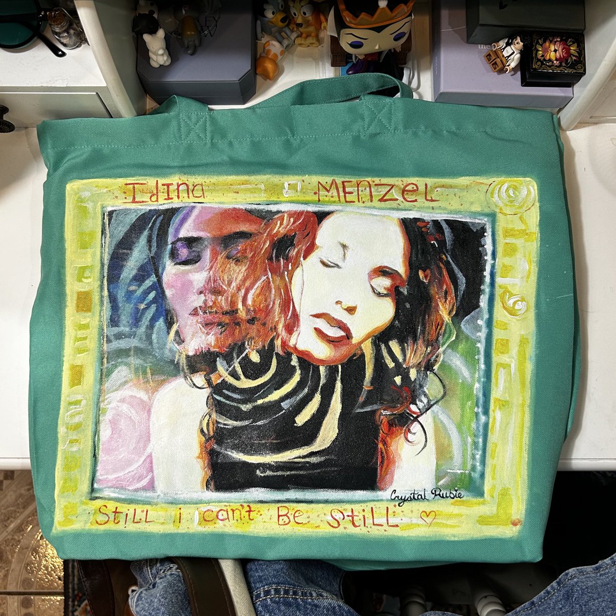CrystalRubie_'s tweet photo. Oh- what’s that? A FINISHED @idinamenzel tote bag?!? Whatttt??? #artist #idinamenzel #theatrekid #musicaltheatre #commissionwork #fyp #stillicantbestill #fanzel https://t.co/uy9HlNSLg0