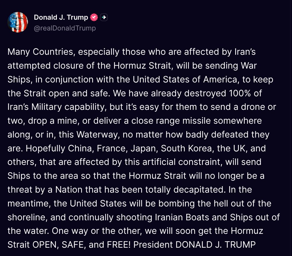 A day after President Donald trump releases this, Iran acts immediately by allowing ships to pass except for America, Israel and their Allies countries... A swift move indeed otherwise it could have been another story,,