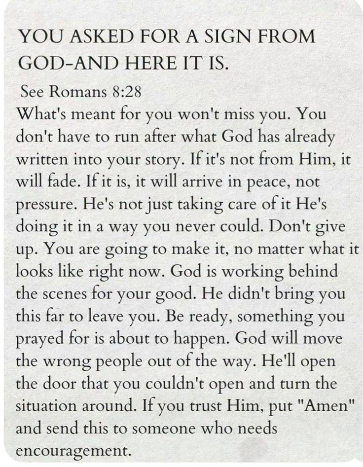 You asked for a sign from God, and here it is.