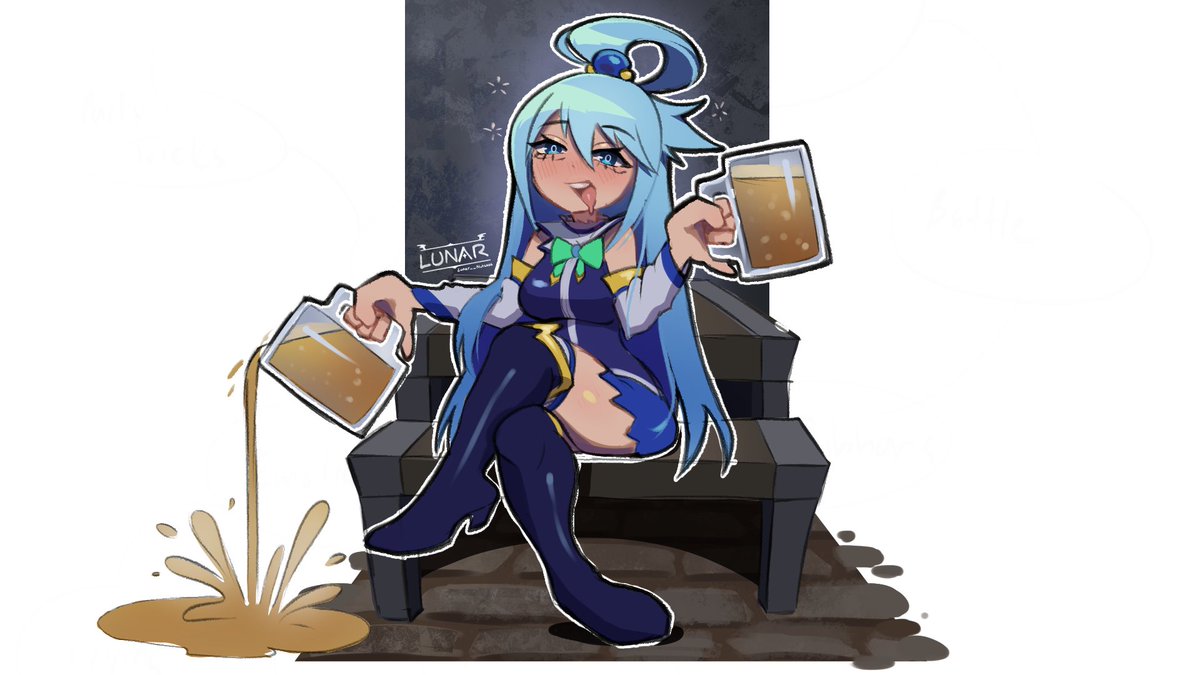 llunithh's tweet photo. Aqua Gets Drunk (A sketch done live on stream) 
#konosuba #artmoots https://t.co/kmxa1AIpvD
