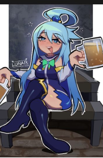 llunithh's tweet photo. Aqua Gets Drunk (A sketch done live on stream) 
#konosuba #artmoots https://t.co/kmxa1AIpvD