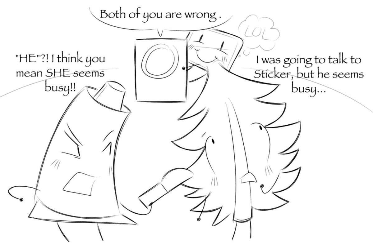 frolicmaxxing's tweet photo. Their set of any pronouns could just automatically be established and known among the cast but i also like to think itd be funny if she told/corrected others with different sets of pronouns just to entirely mess with the others and confuse them once they all got together #BFDIE https://t.co/juw9hpzEbK
