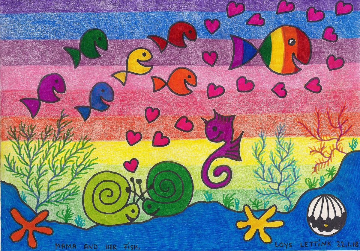LLettink's tweet image. "Unterwasserliebe 🌊💖 Die Farbenpracht und die schöne Verbindung zwischen Mama und ihren Fischen ist einfach bezaubernd! 🐠✨ Lasst euch von der Fantasie treiben! #Kunst #Unterwasserwelt #Liebe #Bunt #Kreativität"

🎨💙