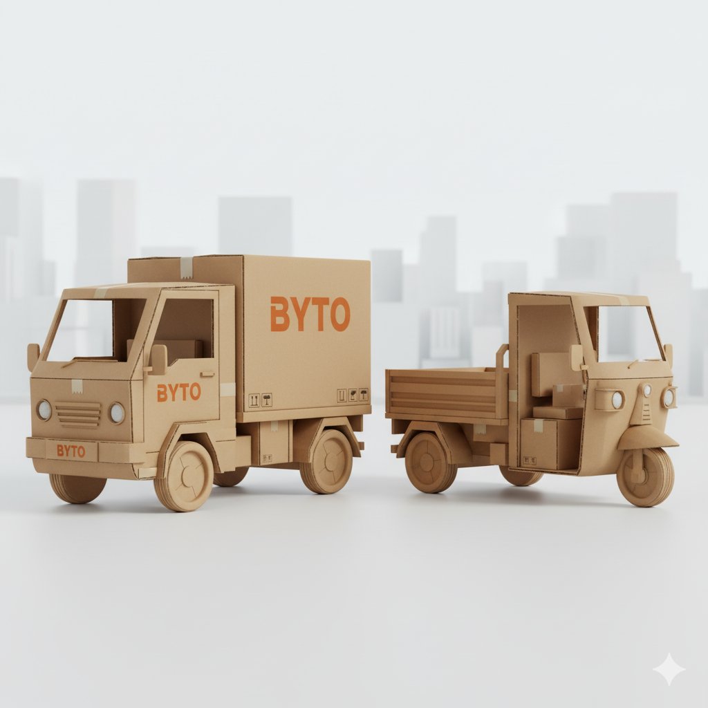 byto_official's tweet image. Fast deliveries. Reliable transport. Smarter logistics.

With BYTO, moving goods across the city becomes simple, quick, and hassle-free.

#BYTO #SmartLogistics #IntraCityTransport #LogisticsIndia #MSMEIndia #BusinessLogistics #StartupIndia #SupplyChain #DeliverySolutions