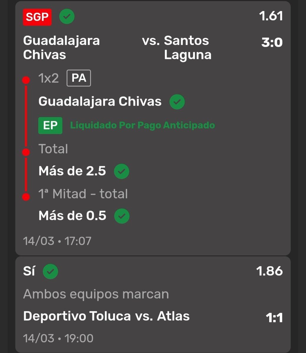 De infarto la de Toluca vs Atlas.

Seguimos avanzando. 

No me desvelé ayer analizando a lo bestia como para no ganar todo hoy....