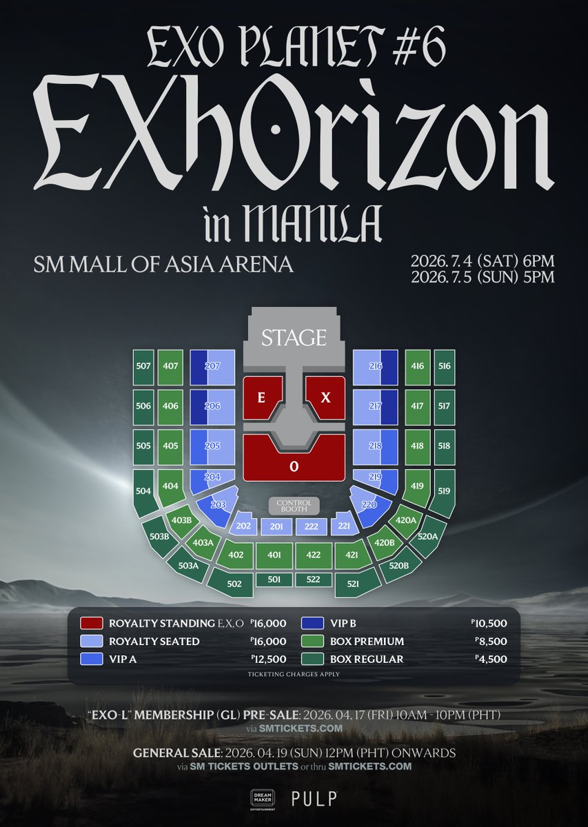 MOAArena's tweet photo. EXO-L, take note of these important dates to secure your #EXHORIZONinManila tickets:

📝 EXO-L Membership (GL) Presale Registration: Mar. 14 (11AM) to Mar. 17 (11AM) via Weverse

🎫 EXO-L Membership (GL) Presale: Apr. 17 (10AM–10PM) via https://t.co/XG2x7wPbkm https://t.co/dYWmQdvrHe
