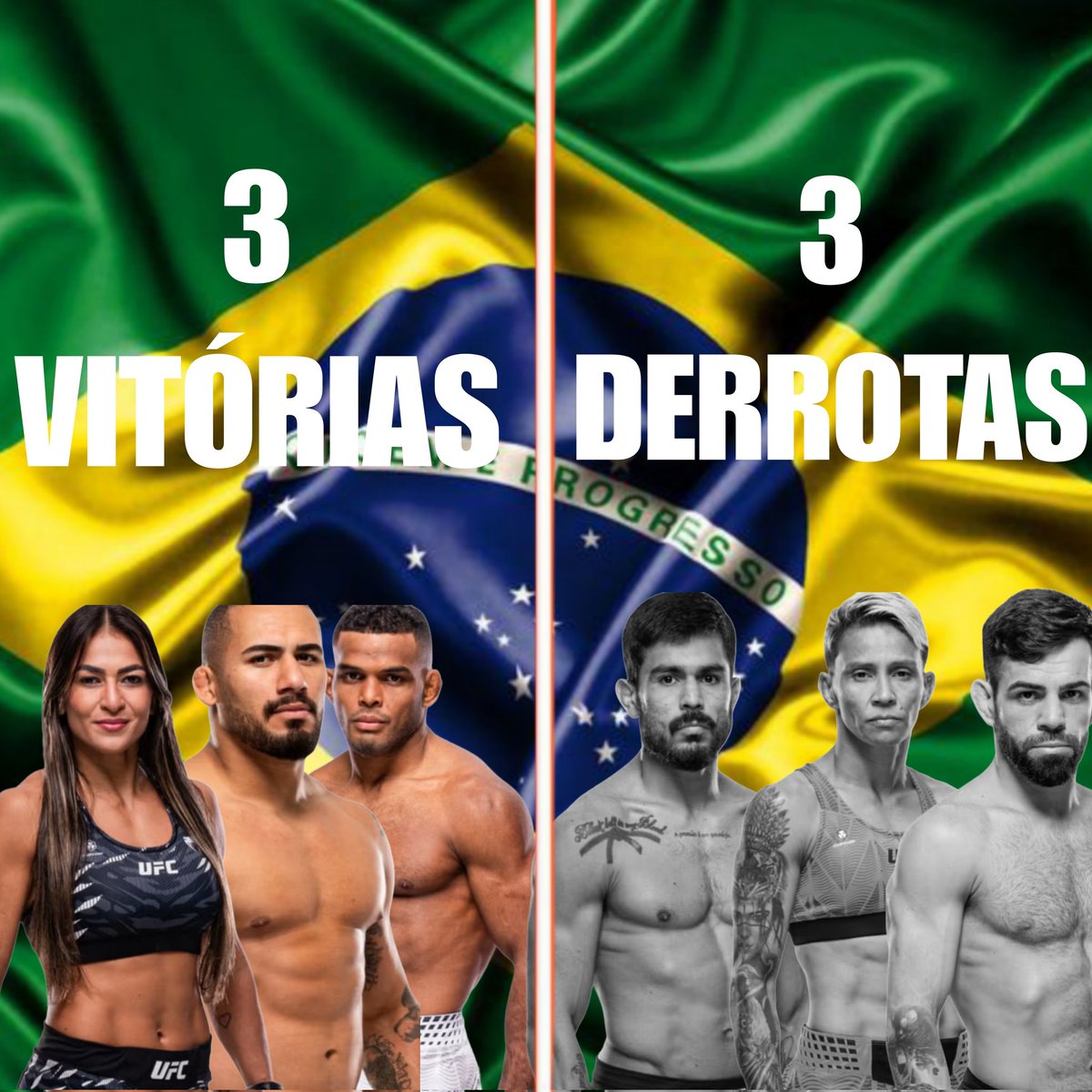 MMANOTICIASOFC's tweet image. BRASIL NO UFC VEGAS 114

VITÓRIAS DE:
BIA MESQUITA
VITOR PETRINO
MANOEL "MANUMITO" SOUZA

DERROTAS DE:
BRUNO "BULLDOG" SILVA
LUAN LACERDA
AMANDA LEMOS