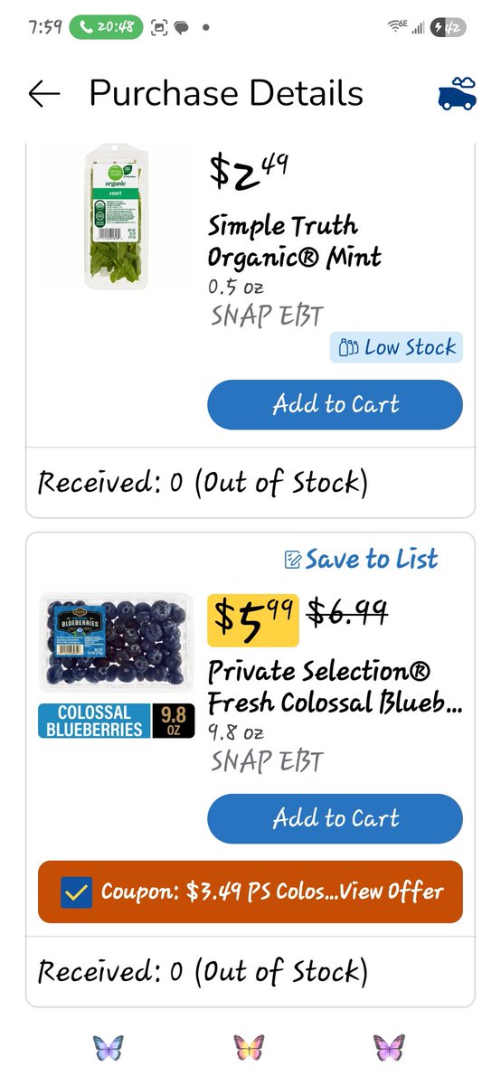 mariare70's tweet photo. @Instacart so you don't take responsibility for your shoppers ripping people off! Charles O is the shopper/driver. Tell me how did he mark all of my items as out of stock and then grocery shop for himself? All the first pictures are my actual order once you get to his everything https://t.co/SwIgyCJdzt