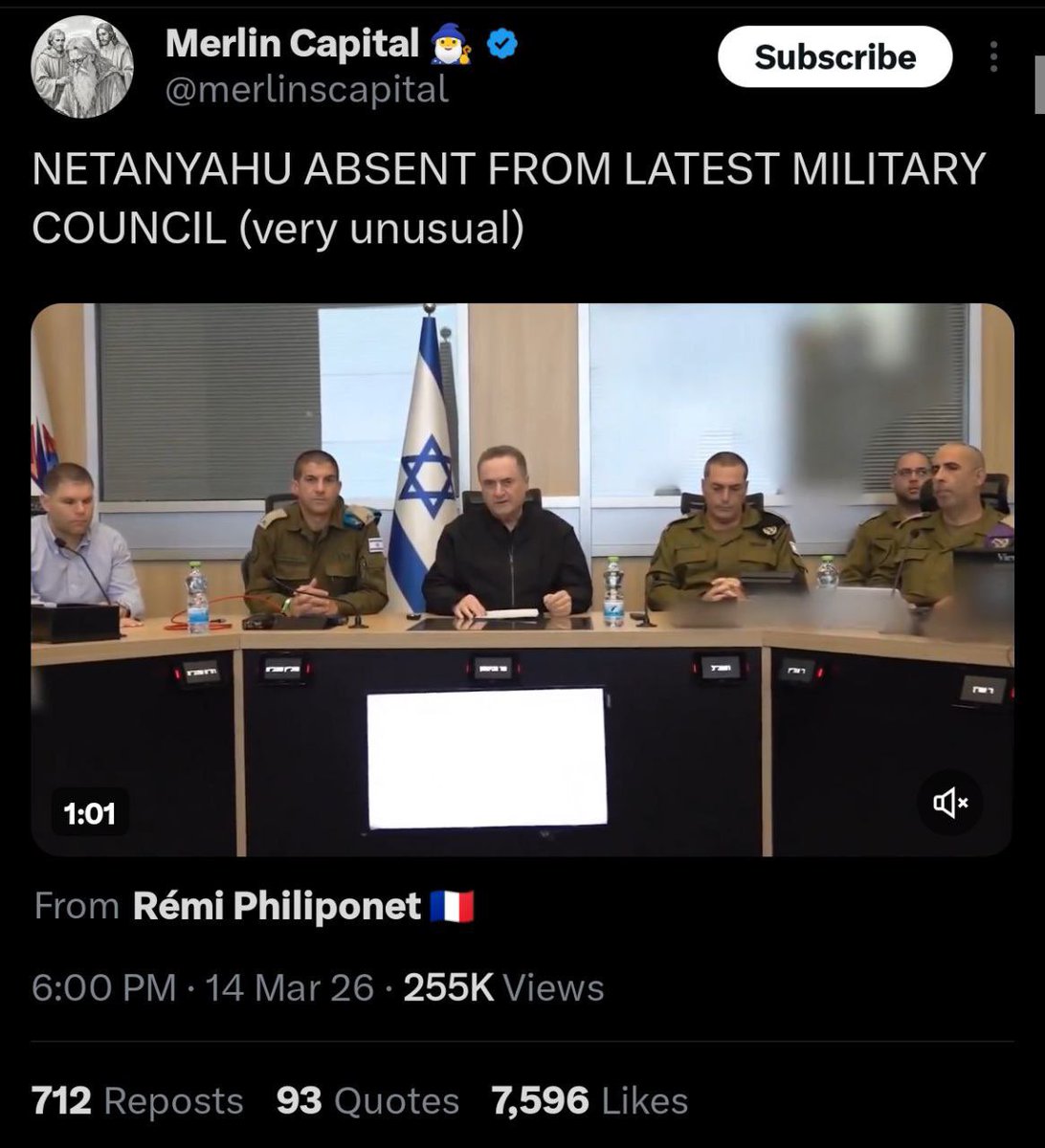 CuriousMind614's tweet image. Netanyahu absent from latest military council. 

#Netanyahu #Irán #Israël #IranWar