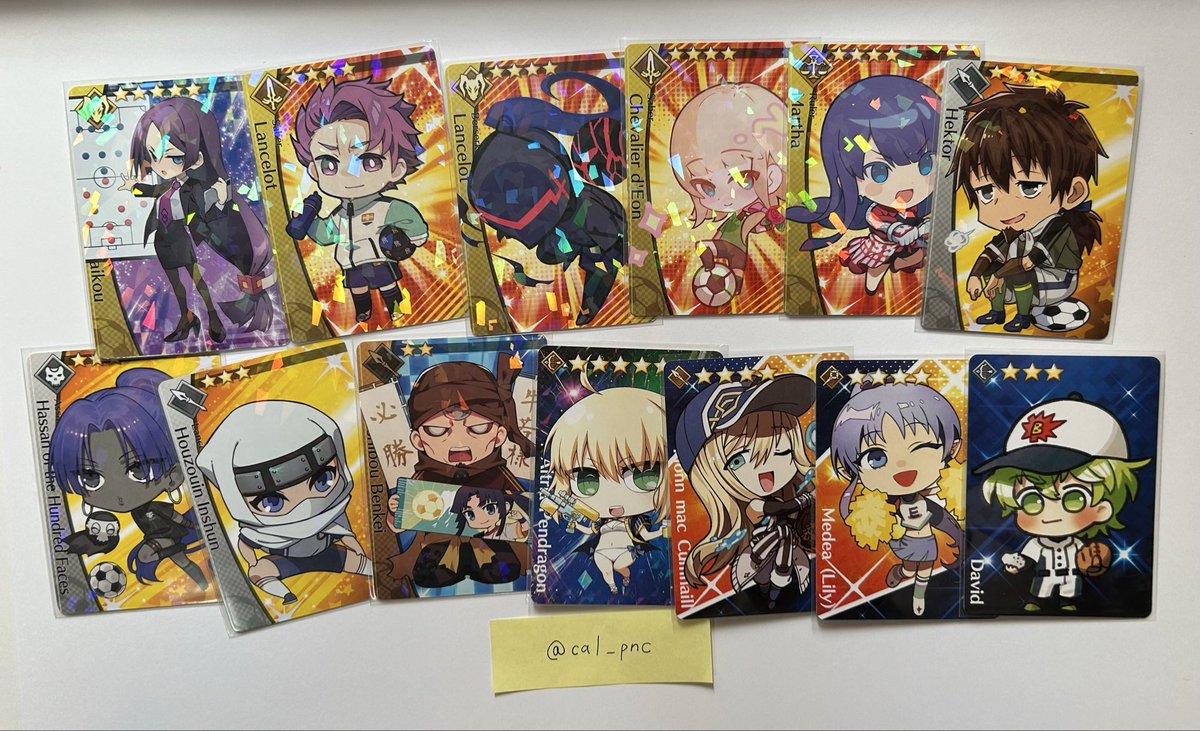 cal_pnc's tweet photo. 【交換】fgo 最終再臨展 ミニ最終再臨サーヴァント コレクションカード　野球　サッカー

譲 画像1、2
求 画像3、4(各1)

最優先は1枚〜、最優先以外は2枚〜の交換。
👑は最優先との交換のみ。
緩募は最優先含む交換でお願い致します。
検索からでもお気軽にお声掛けください。 https://t.co/90sxMaQAE4
