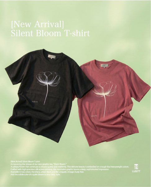 luditt_official's tweet photo. [New Arrival] Silent Bloom T-shirt

3月18日(水)10時より、新作グラフィックTシャツ「Silent Bloom T-Shirt」をリリースします。

静かに、でも力強く咲き続ける一輪の花。

https://t.co/pnzrx5q4Y9

#LUDITT #GraphicTee #SilkScreenPrint #Streetwear #TshirtDesign https://t.co/Mm6MgHheVn