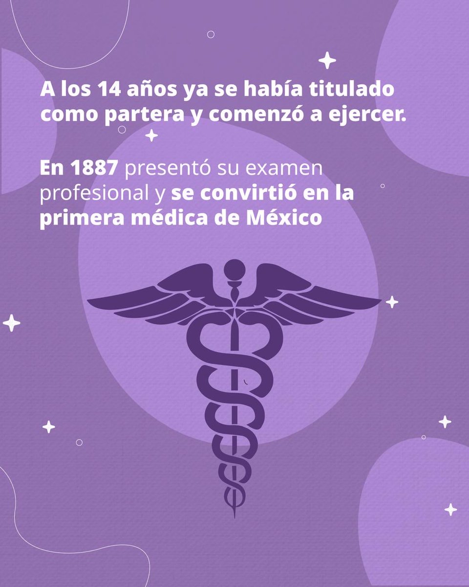 👩‍⚕️ Matilde Montoya Lafragua cambió la historia de la medicina en México.

💜En una época en la que a las mujeres se les negaba el acceso a las aulas, luchó por estudiar medicina y abrió camino para que muchas otras pudieran hacerlo. Su esfuerzo y determinación la llevaron a