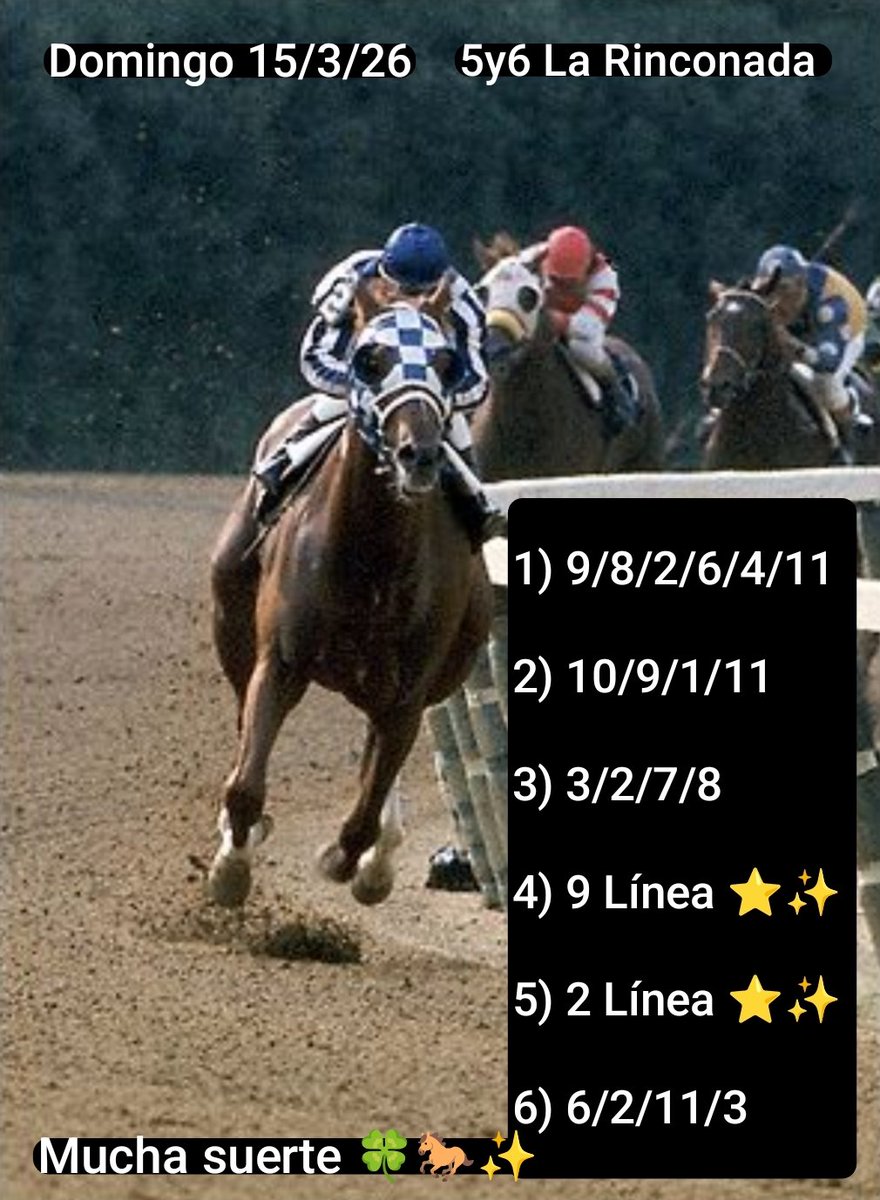 CastucciLucia's tweet photo. Mucha suerte amigos 🍀👍🐎 
Bendiciones 🙏 

Seguimos ✨✨✨ https://t.co/2ZFgjNu6U0