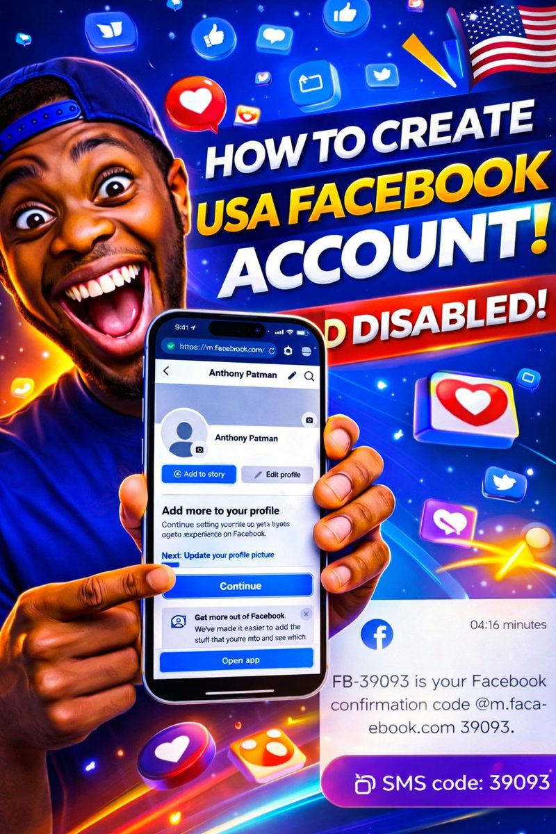 joegurustech's tweet image. Struggling to create a 🇺🇸USA Facebook account in 2026 without it getting disabled? 
This fresh tutorial (March 2026) shows a working method using VPN + US phone verification.
Step-by-step guide to avoid "We couldn't create your account" error.
Thread 👇 #FacebookTips #USAFacebook