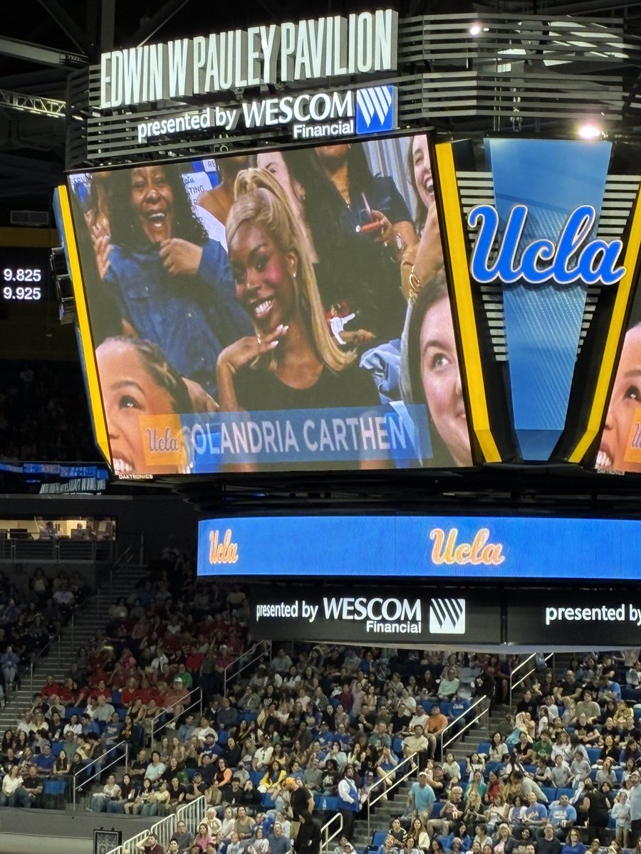at ucla gymnastics meet and WHY IS OLANDRIA HERE…