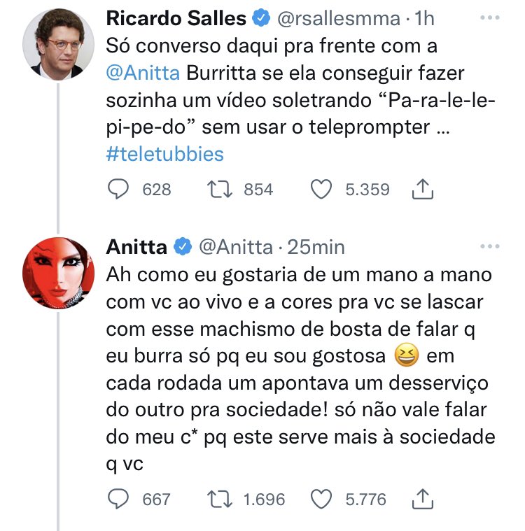e quando a anitta quis sair na mão com um ministro depois dele ser machista com ela