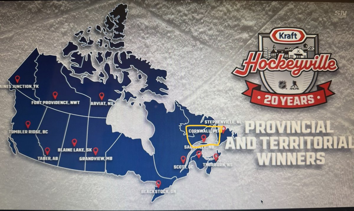 DevinCalow's tweet photo. @Sportsnet @hockeynight @FriedgeHNIC I could be wrong but I don’t think that’s the province of PEI unless they expanded north? #krafthockeyville #hnic https://t.co/tDq8oRApHL