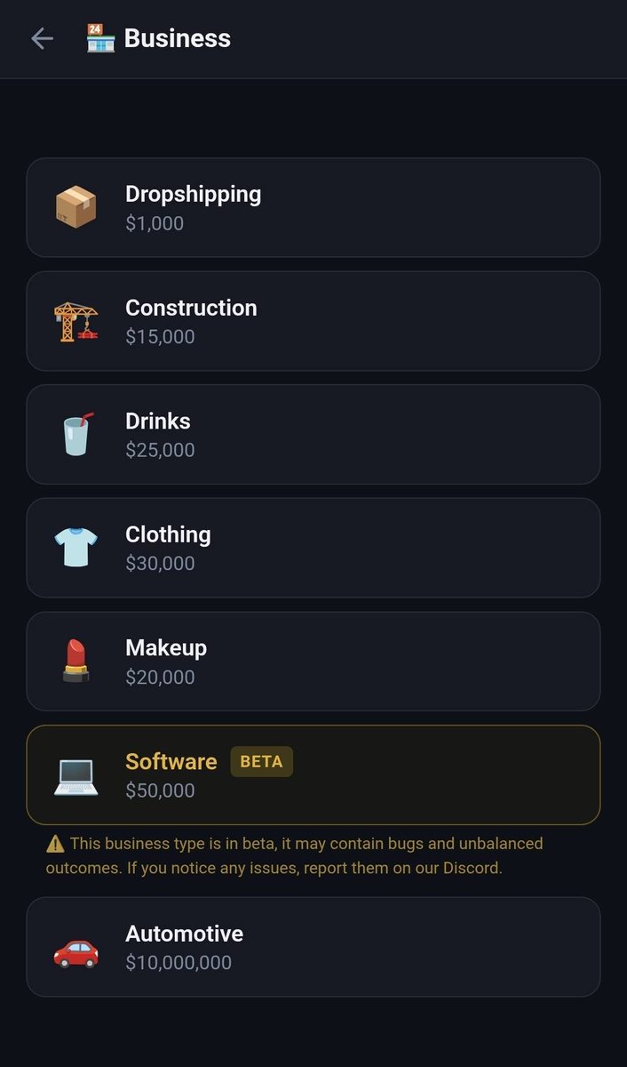 corelifesim's tweet photo. New business types in update 0.5.6!

🏎️ Automotive
💄 Makeup
💻 Software

Check it out! https://t.co/erF9gyuAGc