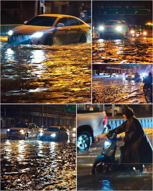 thaibansty2's tweet photo. 21.00 น. #มหาชัยสาหัส���มื่อคืนฝนกระหน่ำลงมา ลมกระโชกแรง พื้นผิวถนนหลายแห่งน้ำท่วมขัง รถเล็กรถใหญ่ จอดดับ ถือว่าฝนตกลงมาหนักมากวันนี้ 
#ฝนเหมือนไม่เคยตก #หนักมากๆ... ดูเพิ่มเติม https://t.co/hlkm5cIxVc