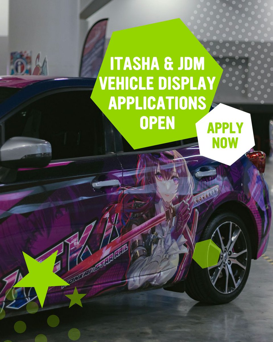 smashcon's tweet image. 🚗Itasha &amp;amp; JDM Vehicle Display Application OPEN! 🚗
Come show us your cool features of your car!  🤗

Application closes on the 3rd of May 11pm AEST.
Head over to our website to enter 😎 tinyurl.com/itashajdm2

#itasha #jdm #application #smashcon #smashcon2026