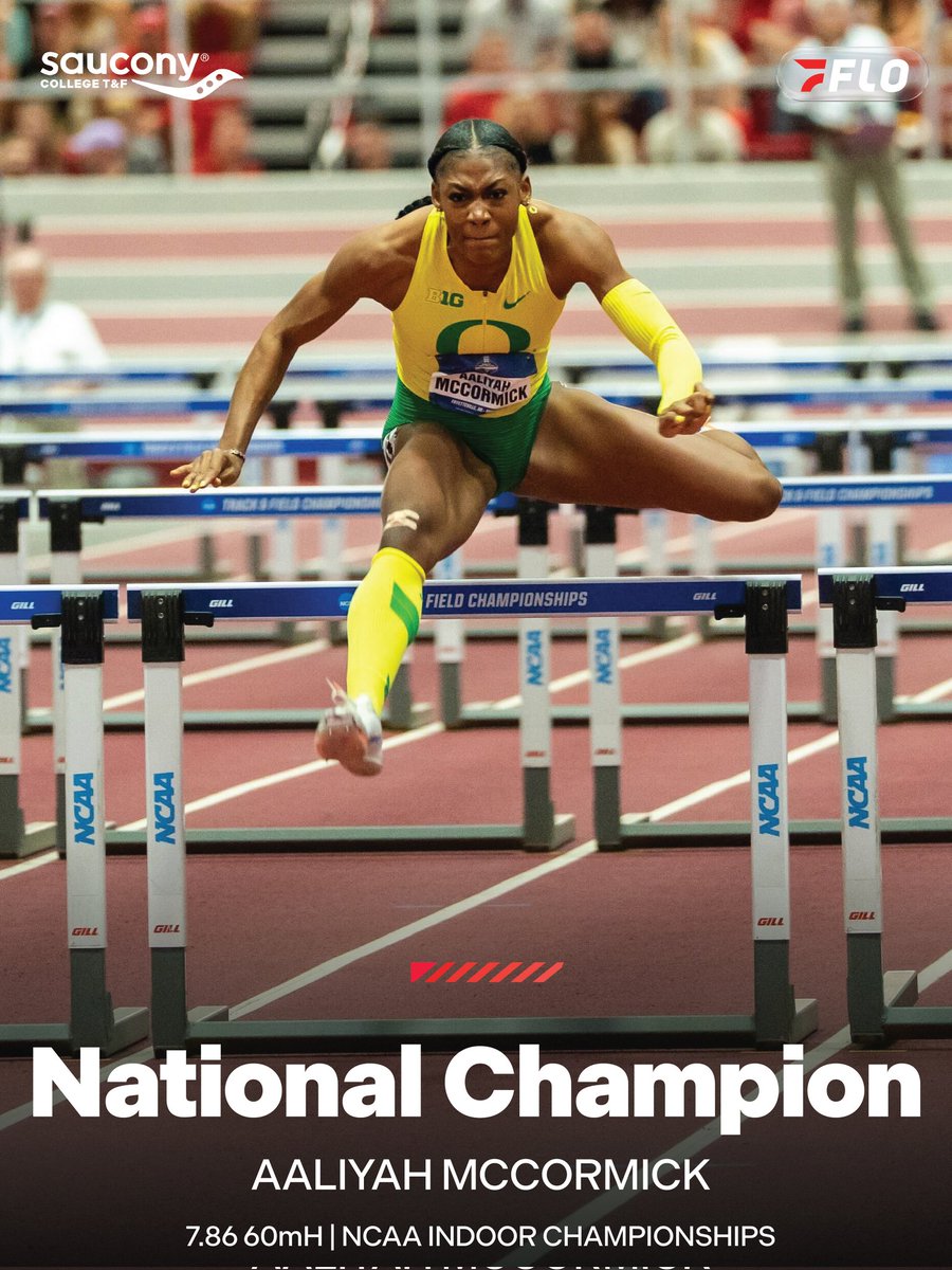 Aaliyah McCormick does it again! 🦆🔝

She wins the 2026 NCAA Indoor 60mH title, executing a near flawless race and winning by .06.

#NCAAIndoors and #CollegeTF coverage presented by <a href="/Saucony/">Saucony</a>