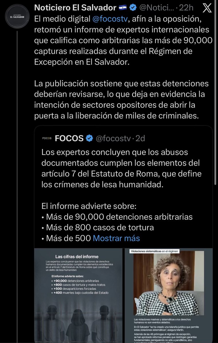 La plataforma de propaganda gubernamental <a href="/NoticieroSLV/">Noticiero El Salvador 🇸🇻</a>, pagada con nuestros impuestos, malgasta nuestro dinero en desinformar:

1. <a href="/focostv/">FOCOS</a> no asume responsabilidad por las interpretaciones maliciosas y estigmatizantes que el gobierno confeccione de nuestra cobertura.