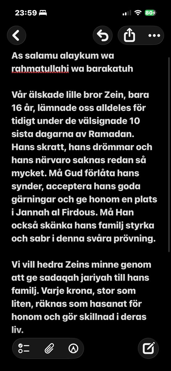 38xxxxxxxx's tweet photo. Assalamu alaykum wa rahmatullahi wa barakatuh mina ärade syskon.
En ung själ, lilla Zein, har lämnat oss under de senaste dagarna. Inna lillahi wa inna ilayhi raji'un.
Håll honom i era duas och ge gärna en Sadaqah , stor som liten det gör skillnad.

https://t.co/kIjVhdG42Z https://t.co/0tV3OkQAM1